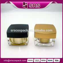 Elegant Gold Plastic Square Shape 5g 10g 15g 30g 50g 100g Face Cream Jar And Acrylic Eye Gel Cosmetic Travel Containers